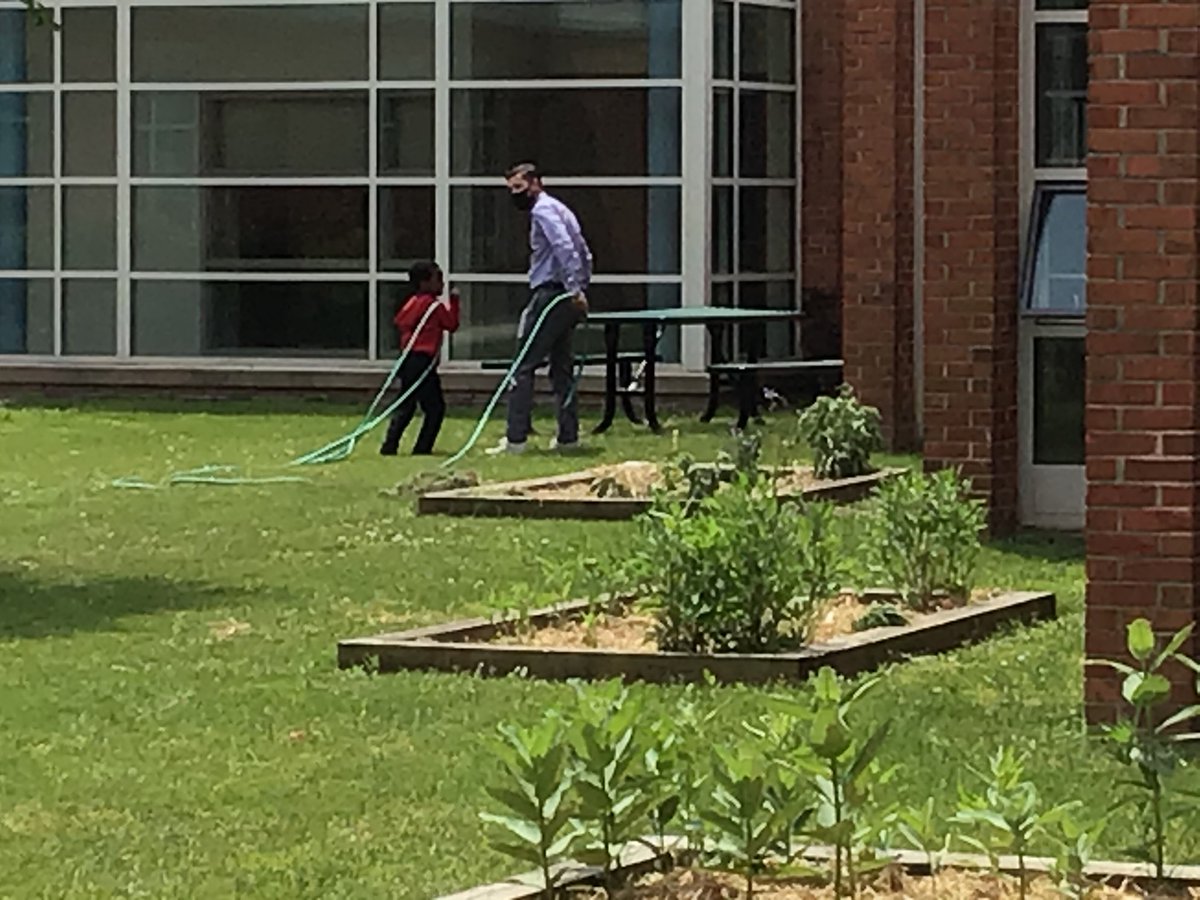 WE ARE...COMPASSION Sometimes Monday’s are hard and you just need to practice your #firefighting skills during your midday break. Thanks to this little #panther he put ”the fire out” and our garden got water! #thewholechild <a href="/Gordon_ChrisG/">Chris Gordon</a> <a href="/AACountySchools/">AACPS</a> <a href="/AACoFD/">Anne Arundel County Fire Department</a> #BetterTogether