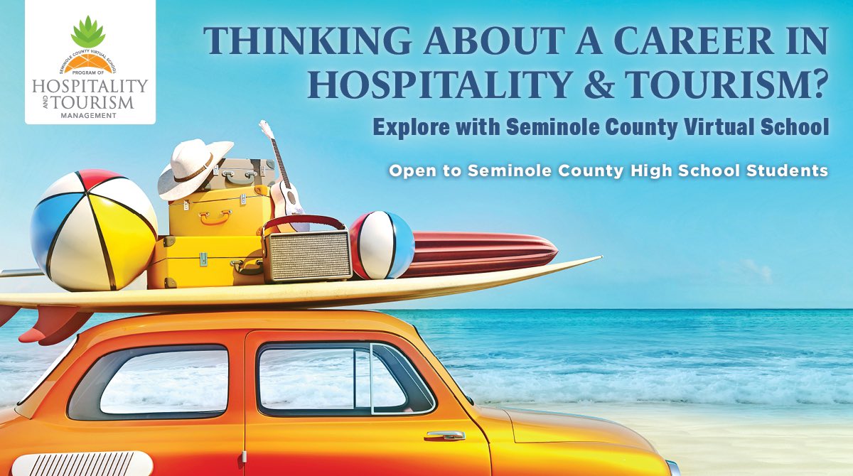 Thinking of a career in Hospitality and Tourism Management? Join SCVS at an Open House on Thursday, May 20 to learn more about this virtual elective option for high school students. virtualschool.scps.k12.fl.us/hospitality-to…