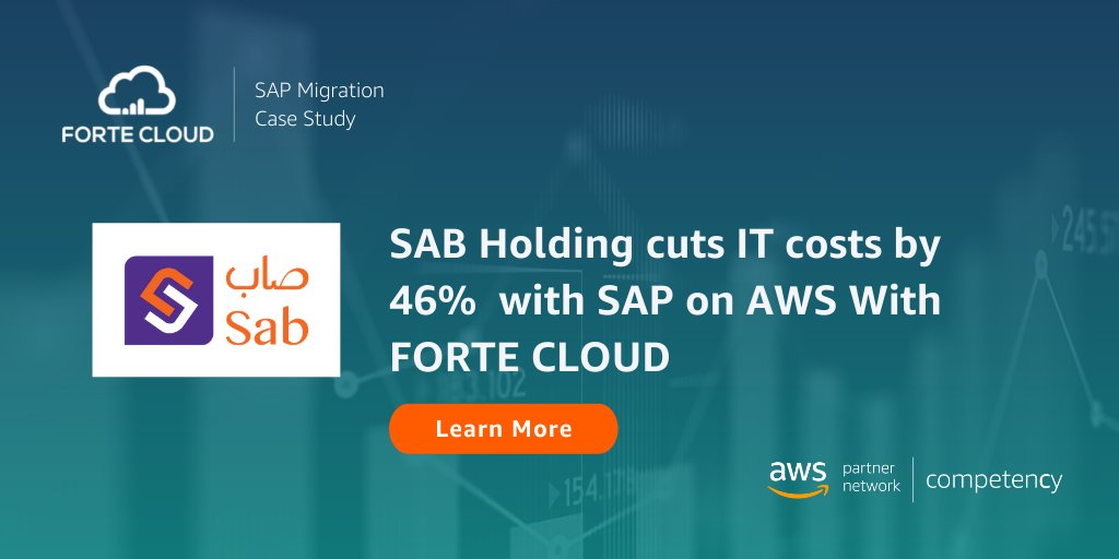 Check out our case study of the Large SAP Migration of SAB Holding on #AWS and learn more about How this move helped SAB Holding cuts IT costs by 46%  
bit.ly/3eW9s5p
#FORTECLOUD #Casestudy  #SAPMigration  #CloudExperts