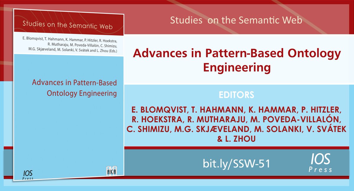 IOSPress_STM's tweet image. We are pleased to announce the publication of Advances in Pattern-Based Ontology Engineering. 

Discover more at bit.ly/SSW-51

#SemanticWeb #ontologydesignpatterns #ontologyengineering #datamanagement @pascalhitzler @DaSeLab
