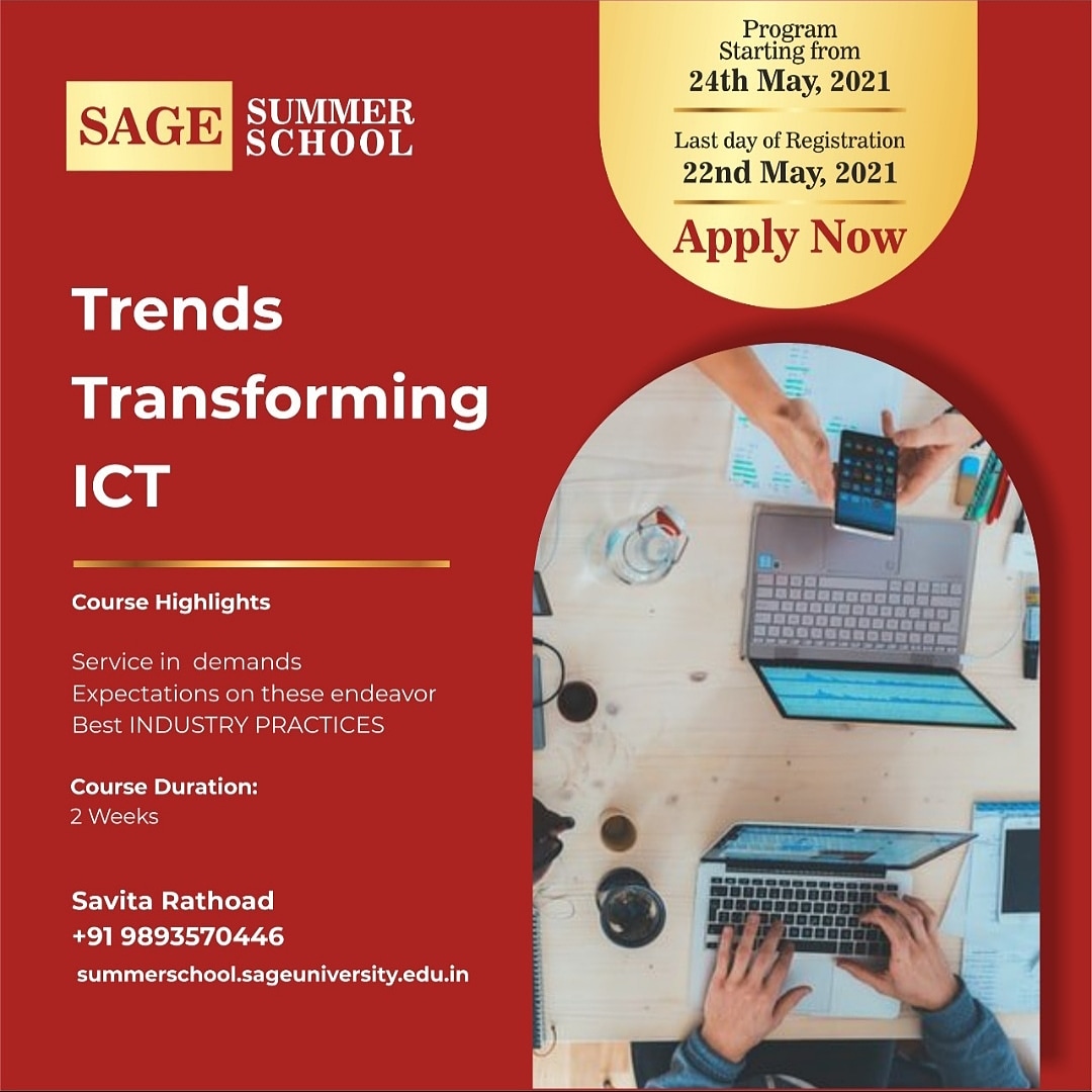 लीलाधर चौरसिया सेजीयन (@sagemhowwala) on Twitter photo Registers Open for following courses at *Sage Summer School* 2021.
To apply visit: sagesummerschool.sageuniversity.edu.in
If any questions, feel free to call or email on: 9893225432
info.summerschool@thesage.co.in Registers Open for following courses at *Sage Summer School* 2021.
To apply visit: sagesummerschool.sageuniversity.edu.in
If any questions, feel free to call or email on: 9893225432
info.summerschool@thesage.co.in