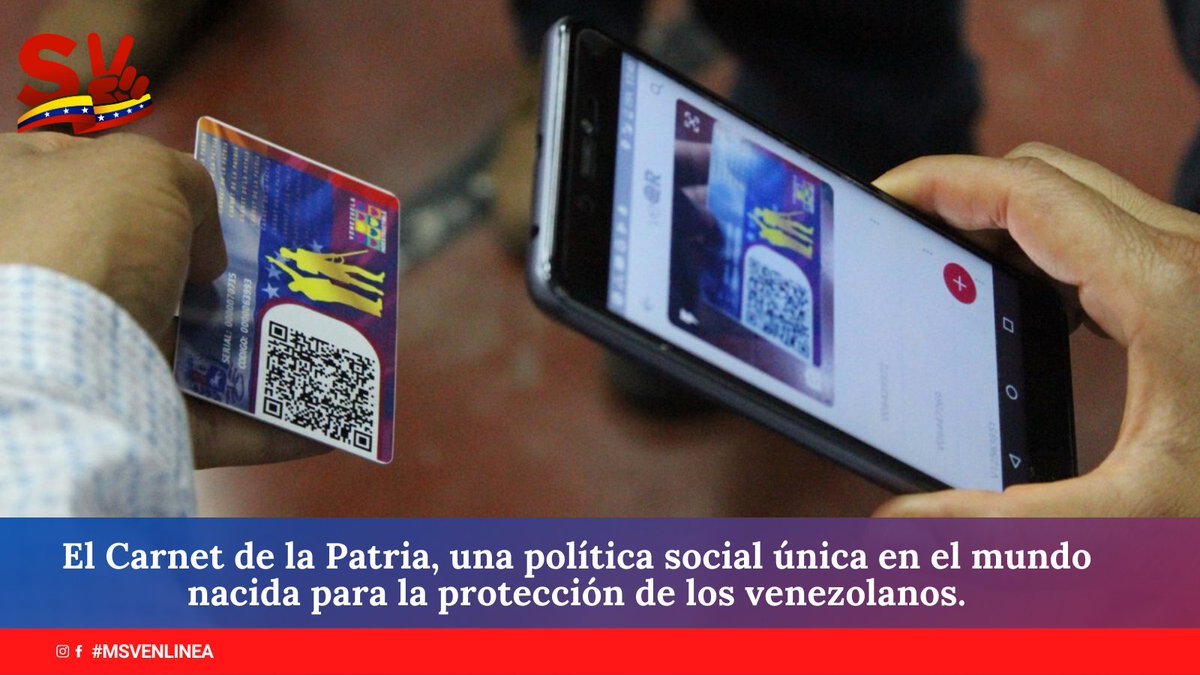 🔴#MSVEnLinea || Protección social || Escaneo del @CarnetDLaPatria: ➡️Mención @MSVEnLinea | @MSVEnContacto ➡️Nombre ➡️Cédula o QR ➡️De donde nos escriben ➡️Una cédula por cada usuario @NicolasMaduro ¡AQUÍ NADIE SE RINDE! 🦇 @MSVCarabobo10 #LiberenALosPatriotas #18May