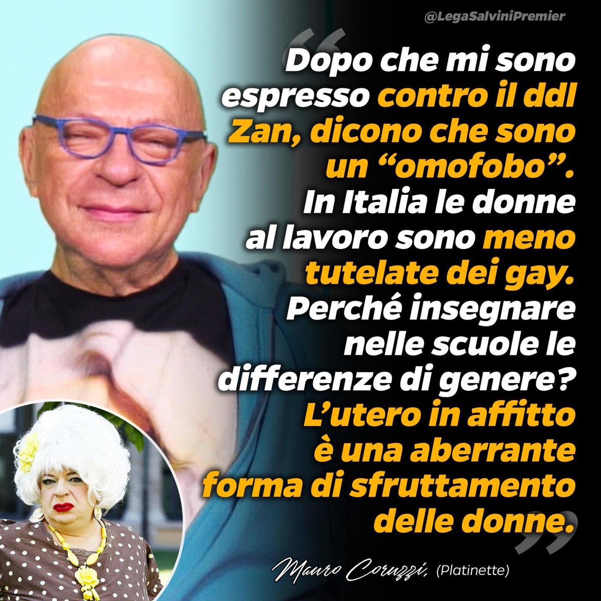 «Dopo che mi sono espresso contro il #ddlZan dicono che sono un "omofobo”». 

Omofobi, omofobi ovunque!