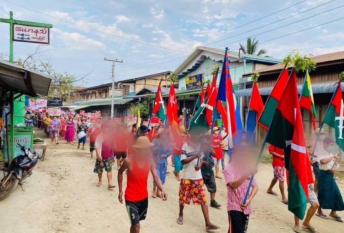 PoePpnl's tweet photo. Tarmakhan strike fighting for their freedom from fear despite the junta suppression. #WhatsHappeningInMyanmar  #May18Coup  #WeSupportNUG #CrimesAgainstHumanity https://t.co/Pd3PMDTOcb