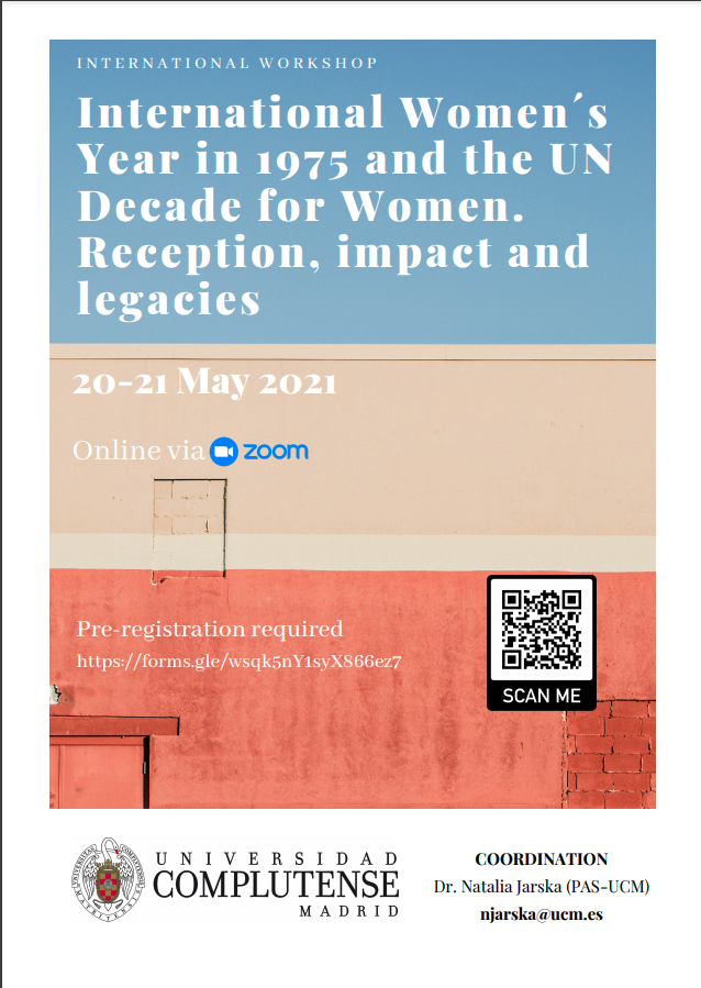Excited to present my research at the workshop "International Women's Year in 1975 &amp; the UN Decade for Women: reception, impact &amp; legacies" organized by Natalia Jarska. On 20/5, @jocelyn_olcott will talk about IWY &amp; the political economy of care. To join us, pre-register online!