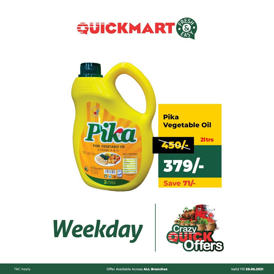 QuickmartKenya's tweet photo. Who knew that weekdays could be so exciting🎉. Our WEEKDAY OFFERS are finally here! 
Don't wait any further, just visit your local Quickmrt store for these and more.

Happy Shopping!

#FreshandEasy
#WeekdayOffers
#CrazyQuickOffers https://t.co/n4wmzyc2vR