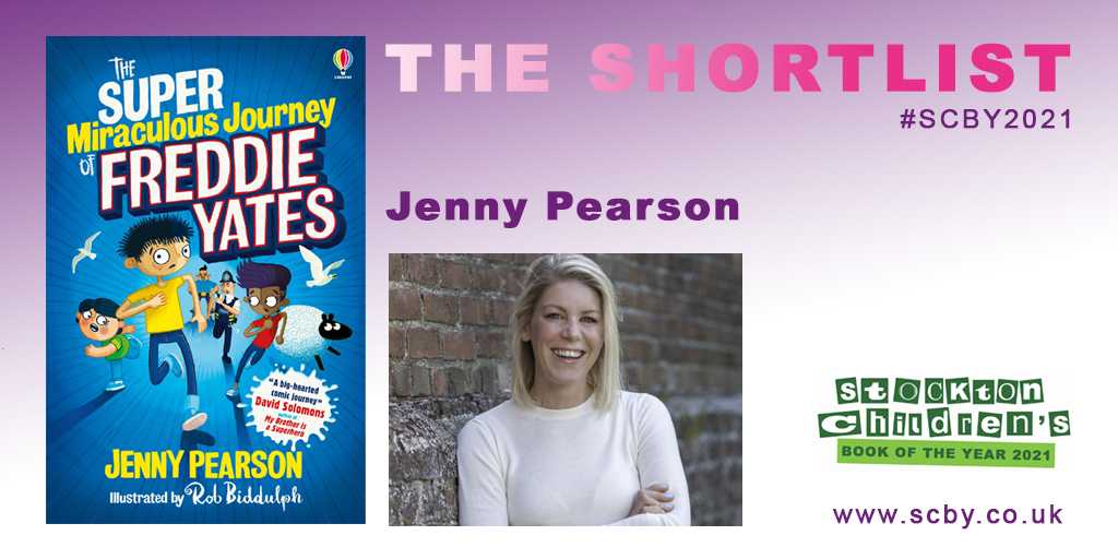 stocktonlibrary's tweet photo. We're celebrating our shortlisted authors for Stockton Children’s Book of the Year 2021! 🥳 Congratulations @J_C_Pearson and The Super Miraculous Journey of Freddie Yates @Usborne. We're delighted our schools will be treated to an awesome online session with Jenny today #SCBY2021 https://t.co/pSMUYxRrjQ
