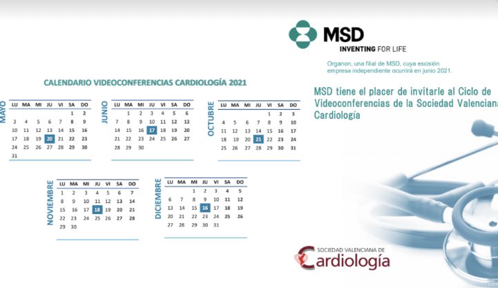 SVCardio's tweet photo. 🔈Retomamos la actividad formativa de videoconferencias #latido21 de la @SVCardio 

🗓 Comenzamos este jueves 20/05, actualización en intervencionismo estructural @Srg_gb desde @GVAclinic 
📋 Programa de 2021 disponible 👇
https://t.co/oOsAweccTO

Con la colaboración de @msd_es https://t.co/ggKidUSNGN