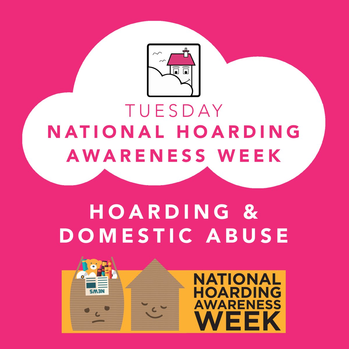 Day 2 of #NationalHoardingAwarenessWeek We're looking at #Hoarding and #DomesticAbuse
Will you be joining our free webinar today #RaisingAwareness of the environment people who hoard live in, the relationship with domestic abuse and the stigma attached to #hoarding ? 
#NHAW