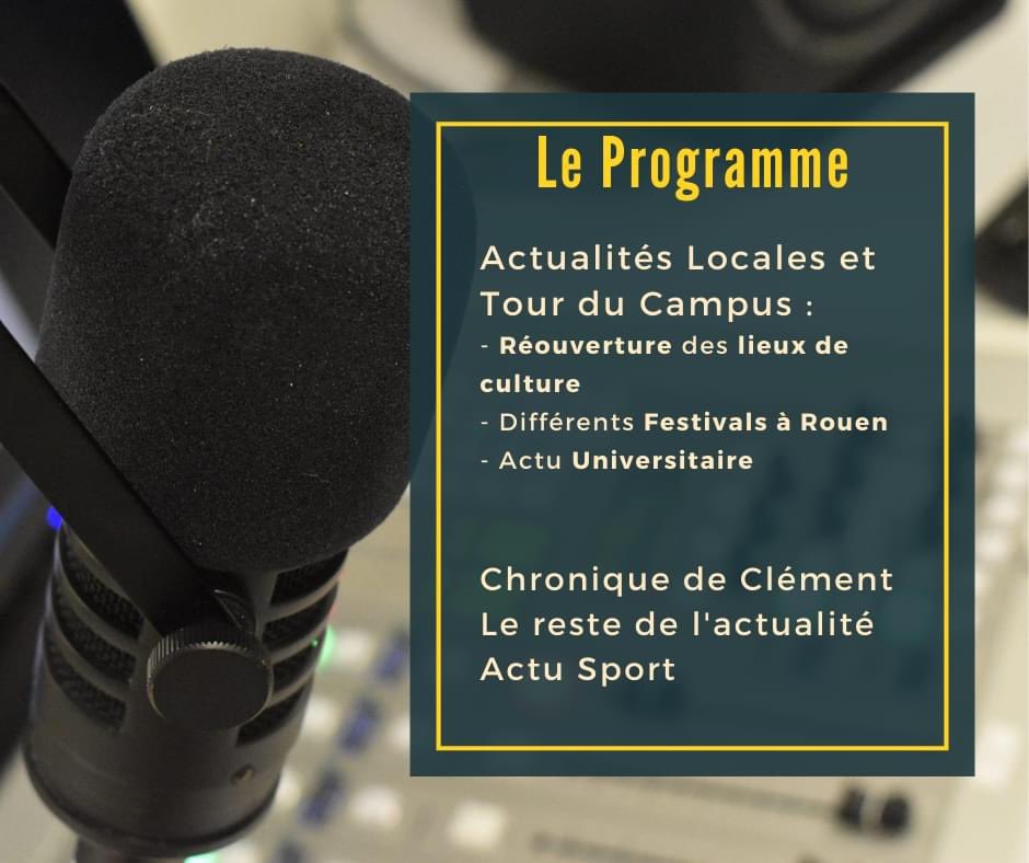 Ne ratez pas le Campus Mag aujourd'hui de 12H à 13H sur Radio Campus Rouen 92.9 ! 😉👍
Voici le programme du jour ! 👇
radiocampusrouen.fr