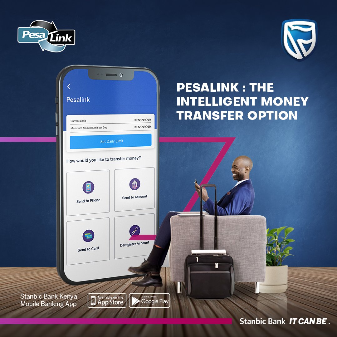 StanbicKE's tweet photo. Still using old-school methods of money transfer? Switch up kidogo! Use Pesalink and transfer up to Kshs. 999,999 from account to account and experience smooth transactions.
#KeepCalmGoDigitalBanking
#ItCanBe https://t.co/2PHwdOtqcG