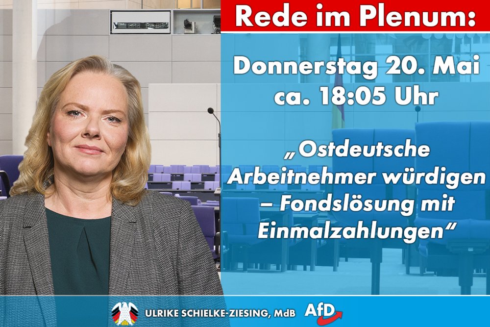 Diese Woche befasst sich der Deutsche #Bundestag auch mit Rententhemen. Als #AfD-Fraktion zeigen wir auf, wie die Fehler der Rentenüberleitung behoben werden können. Schalten Sie ein:
bundestag.de/mediathek
#AfDimBundestag #Rente #Bundesregierung
