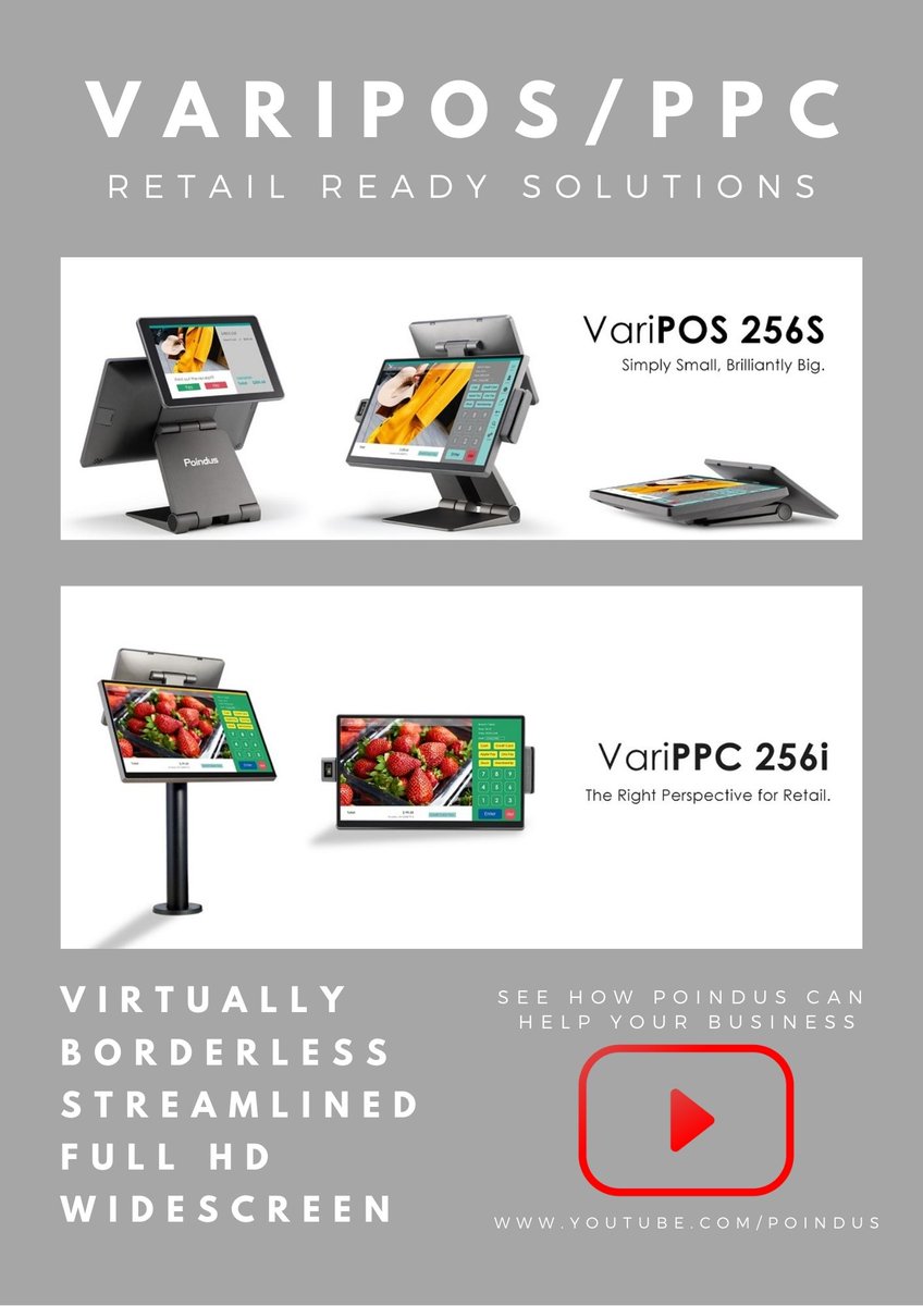 Poindus_POS's tweet photo. VariPOS 256S/256A delivers the latest ultra-slim bezel design (4.8mm) widescreen display for a more streamlined appearance; a flawless combination of style and functionality. Check out the video : https://t.co/lHN5AcbHoE
#VariPOS #Retail #Hospitality https://t.co/qngXDt0nS4