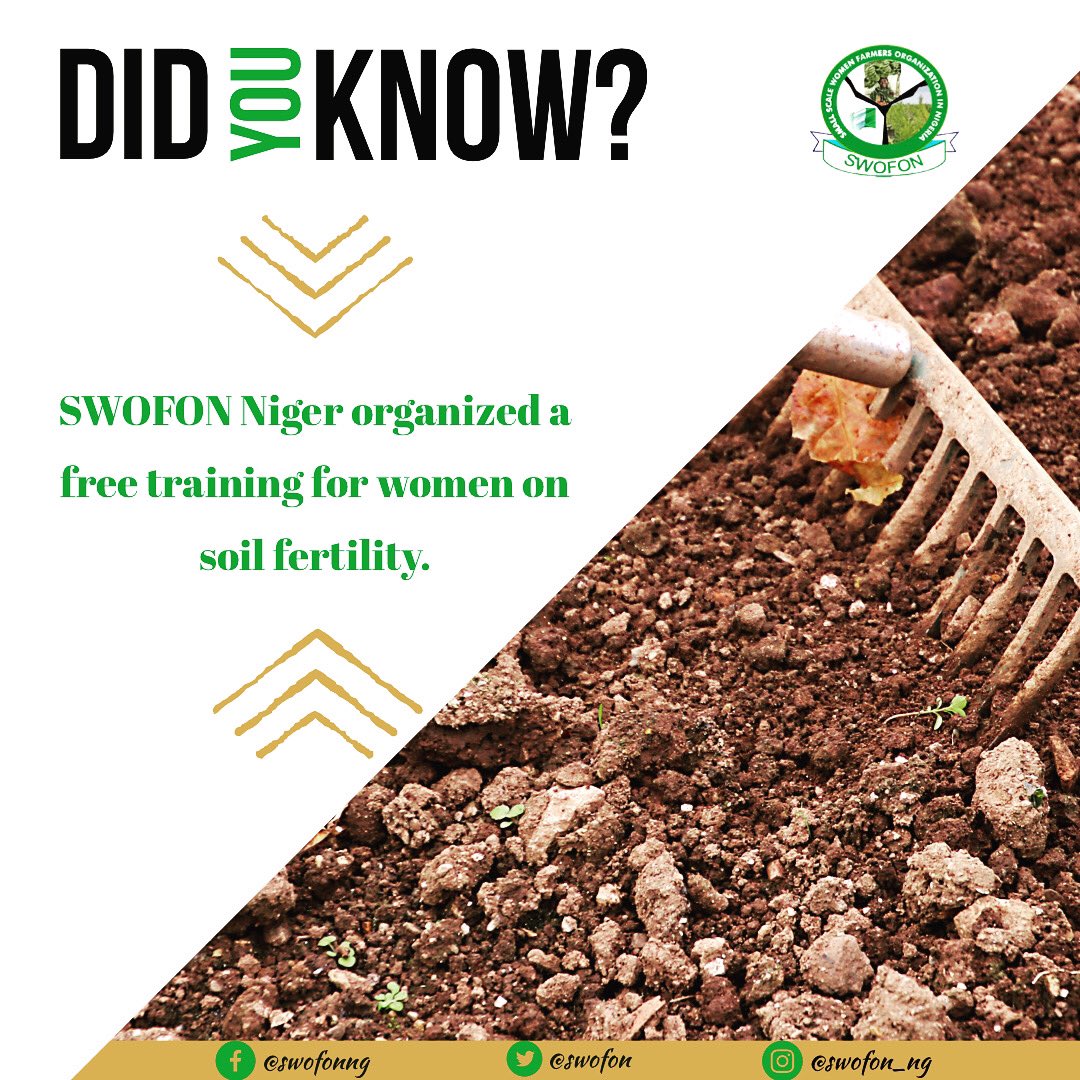 swofon's tweet photo. Many chapters of SWOFON carry out projects.
Niger State SWOFON chapter organized a training for smallholder women farmers in the state at no cost.
They were educated on Soil fertility in order to maximize their output.
#swofon https://t.co/jseR7aKIGs