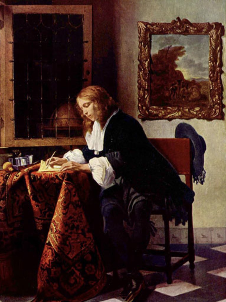 Am ersten Tag im Home-Office.(Gabriel Metsu, 1660)
