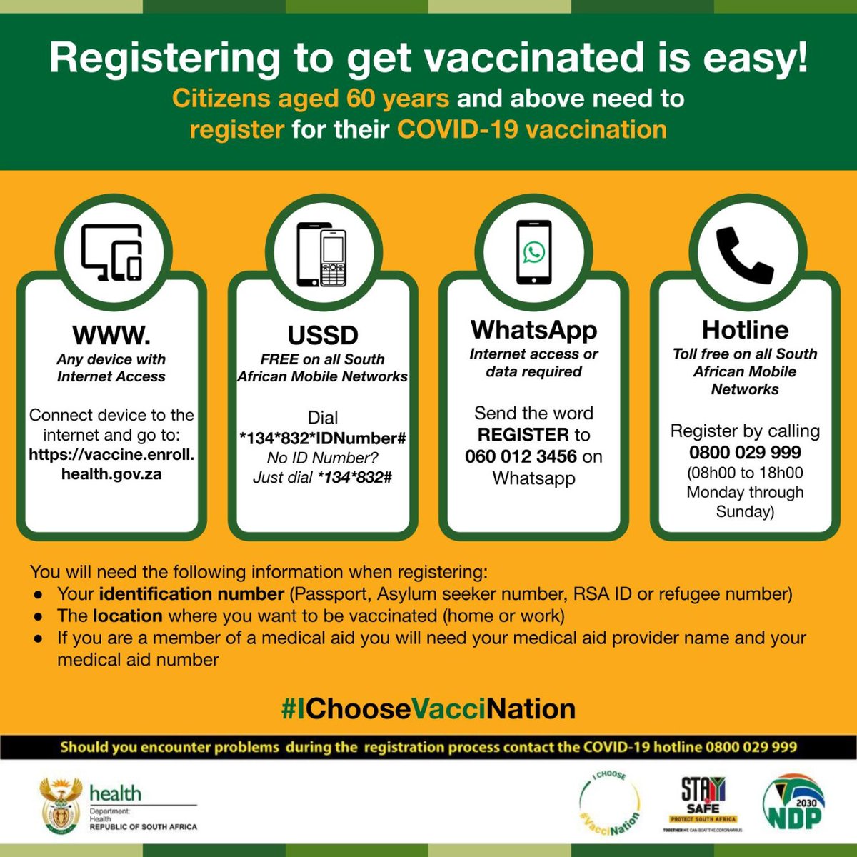 There are various ways to register to get the #COVID19Vaccine 
#ChooseVacciNation