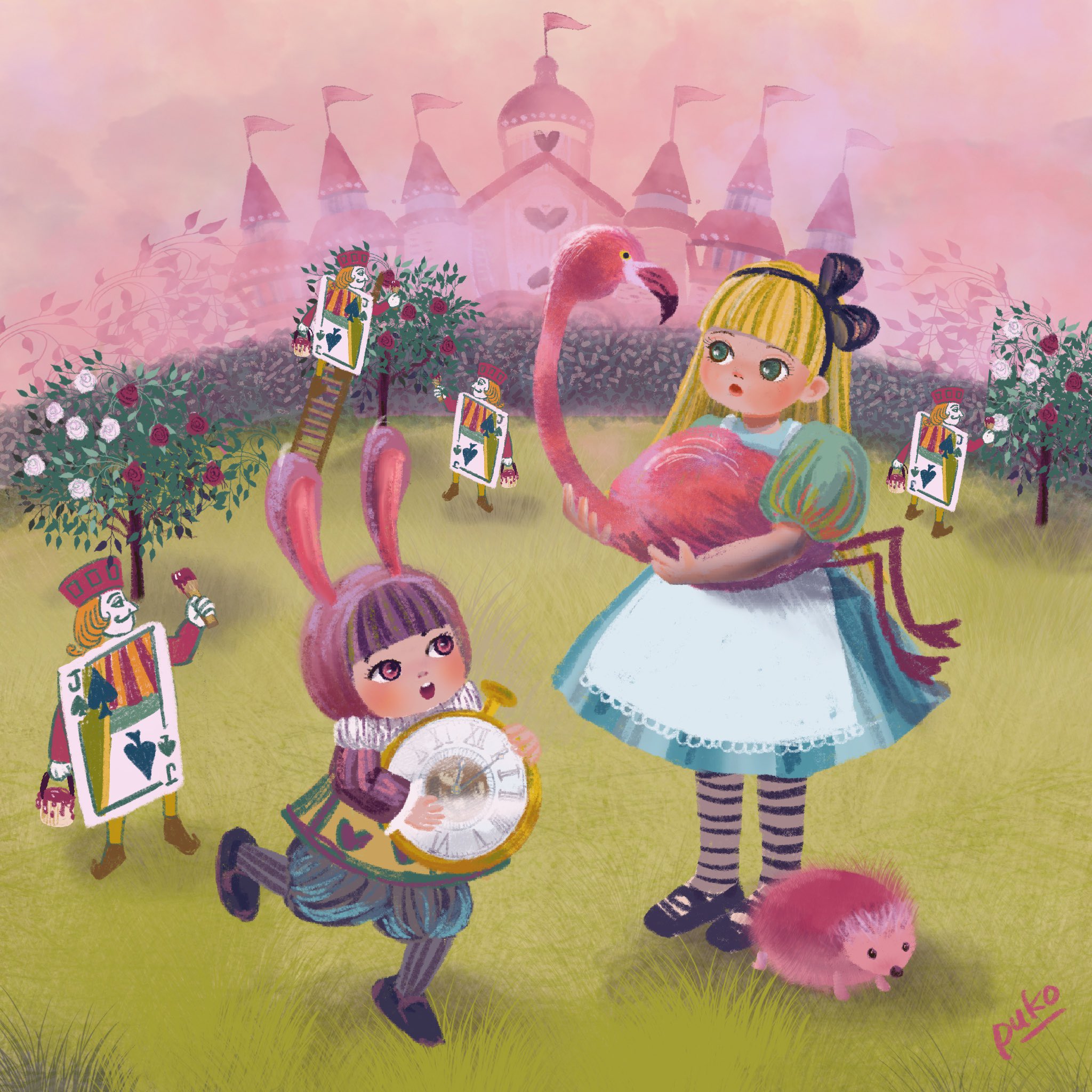 プーコ 参考に見たイラストで アリスがハリネズミを足で押さえつけてた ﾟﾛﾟ イラスト イラストレーション イラスト好きさんと繋がりたい 不思議の国のアリス アリス イン ワンダーランド 女の子 うさぎ 童話 Illustrations Aliceinwonderland