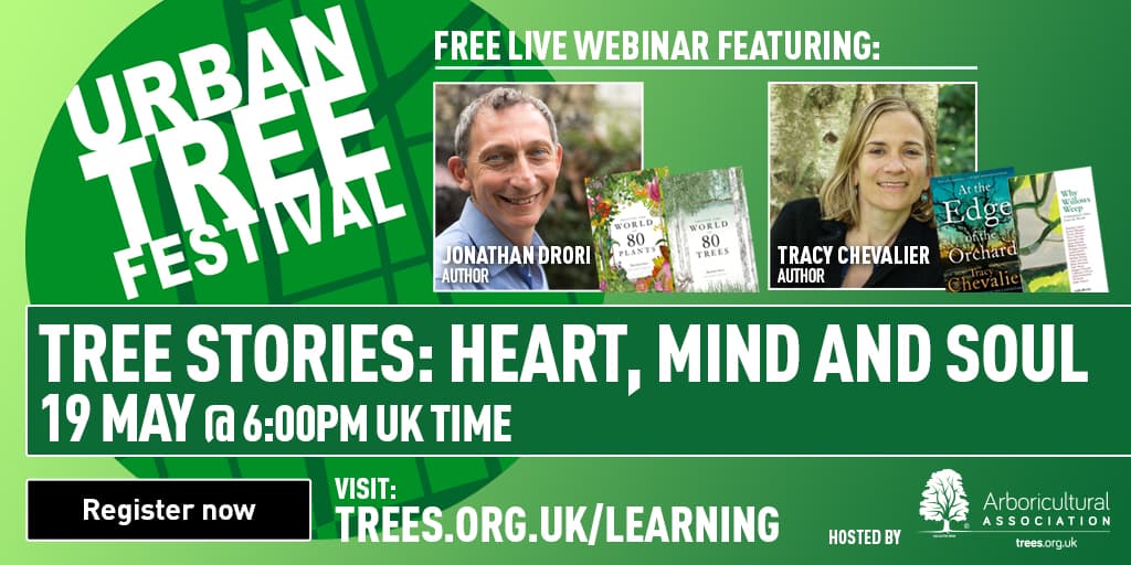 ArbAssociation's tweet image. Registered for tomorrow&apos;s FREE webinar yet?! - Tree Stories: Heart, Mind, &amp;amp; Soul...
 
In partnership with the Urban Tree Festival, the Arboricultural Association brings you a free webinar featuring @Tracy_Chevalier &amp;amp; Jonathan Drori.

REGISTER FOR FREE: us02web.zoom.us/webinar/regist…