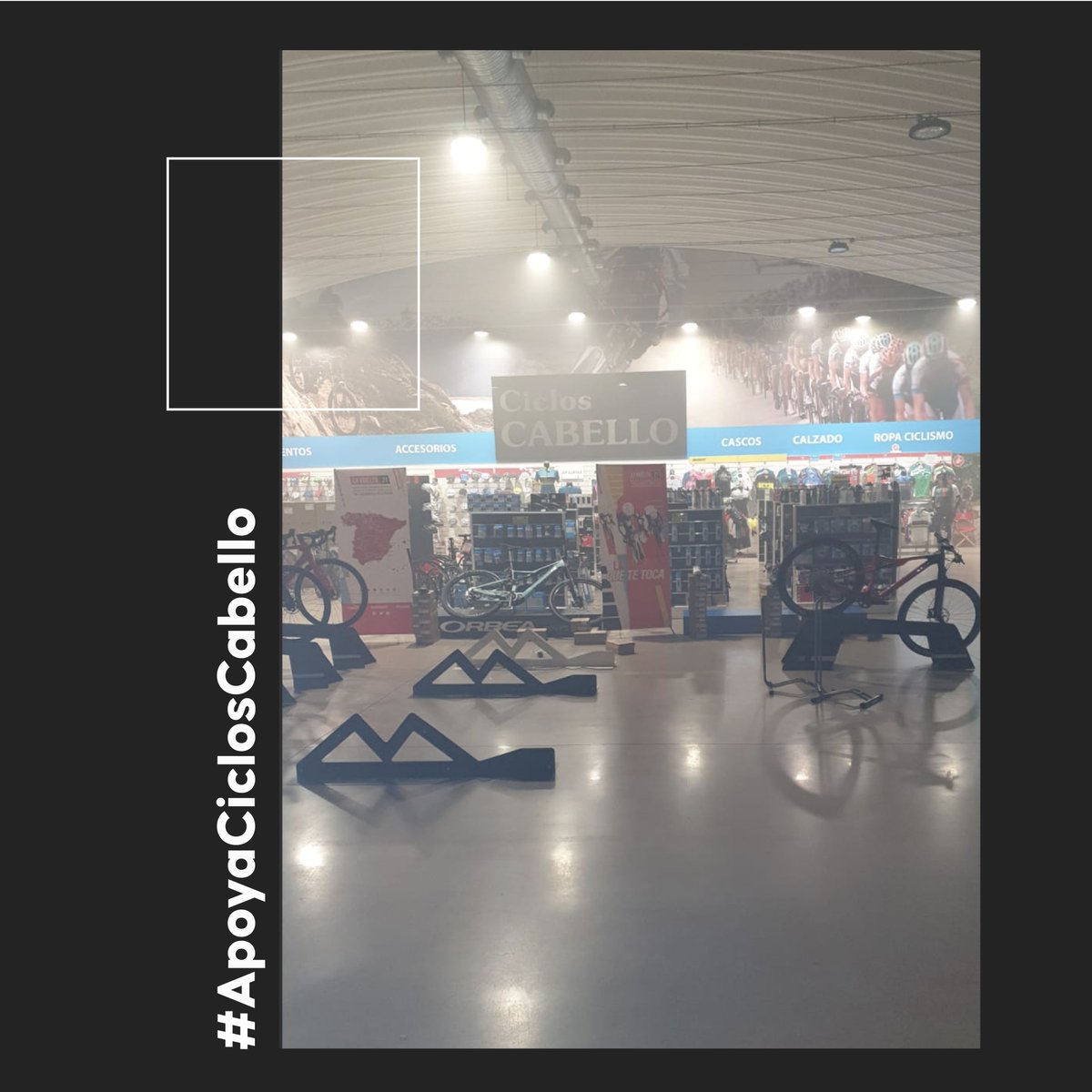 Buenos días, hoy desde Ciclos Cabello necesitamos pediros un favor. Esta madrugada hemos sufrido un robo en nuestra tienda en Open Arena. Se han llevado material y muchas bicicletas de alta gama como Orbea Oiz M-PRO, Orbea Rise, y e-bike de todo tipo. ⚠️Necesitamos vuestra ayuda: