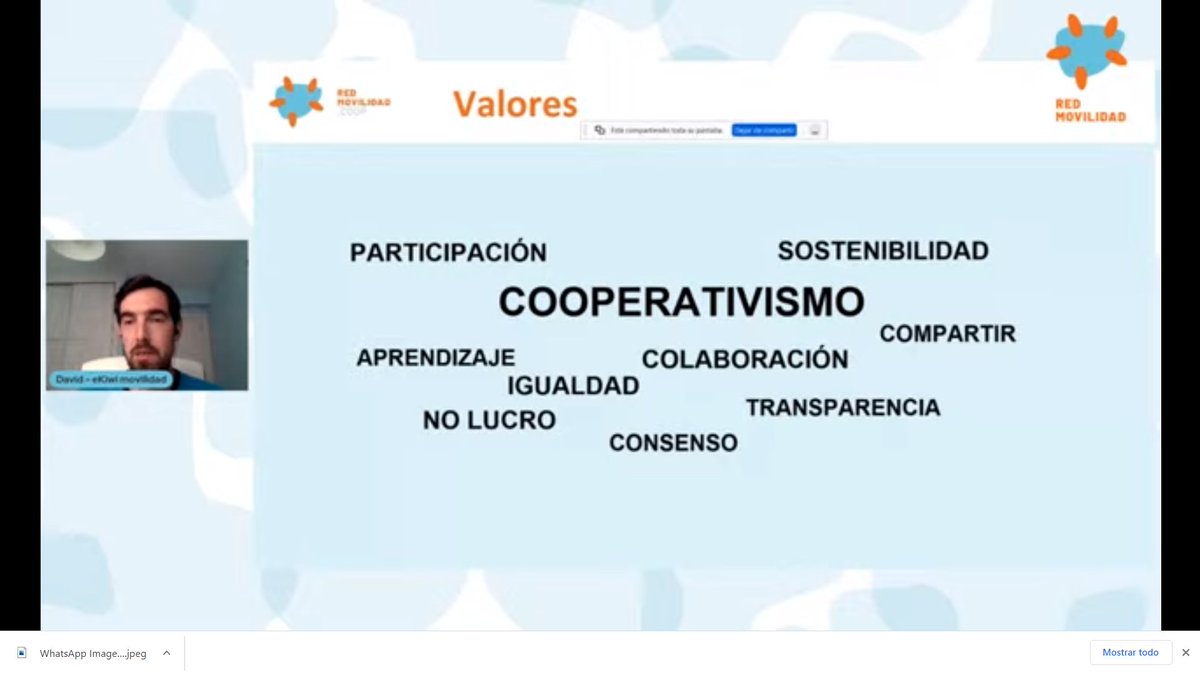 David González de <a href="/ekiwimovilidad/">Ekiwi Movilidad</a> explica els valors compartits de les #cooperatives de <a href="/Redmovcoop/">Redmovilidad.coop</a>: #cooperativisme #democràcia #sostenibilitat #aprenentatge #igualtat #nolucre #consens #transparència