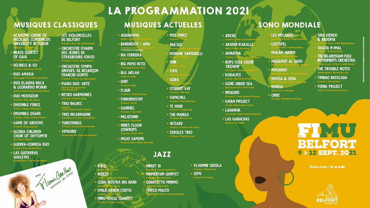 Voici la programmation de cette 34ème édition du FIMU ! 🥳

✨This is the line-up of the FIMU 2021 !✨
