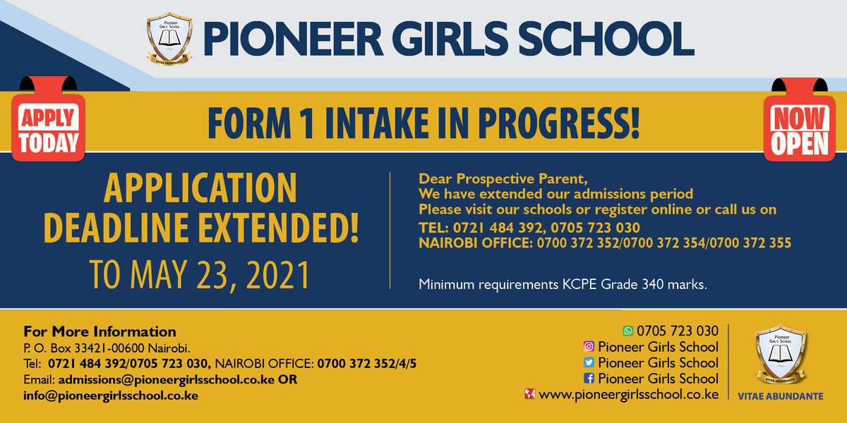 PioneerGirlsKe's tweet image. #KCSE2020Results
#KCSE2020
#KCSE
#highschool
#pioneergirlsschool
#school 
#thikaKenya
#Intakeinprogress
#intake