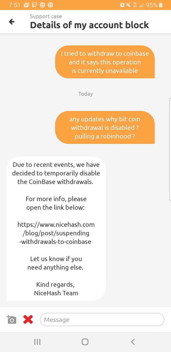 plantainjackson's tweet photo. Nicehash pulling the same stunt Robinhood did. Protecting their own and letting their users take the hit. @wallstreetbets https://t.co/uCmuR0D7qQ