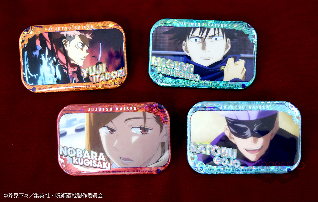 呪術廻戦×パズドラ　ホログラムスクエア缶バッジ6個セット キラキラのホログラムが美しい👍／ 「呪術廻戦 スクエア型ホログラム缶