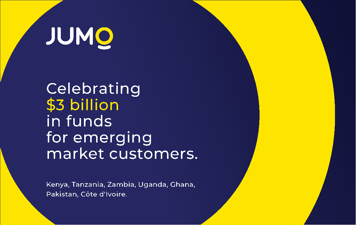 JUMO_WORLD's tweet photo. It's a stellar achievement! We're excited to have reached the $3 billion milestone. "We're proud to support so many customers & we'll be working with our partners to go faster & keep making capital available where it's needed most," says CEO Andrew Watkins-Ball. #JUMOMilestone https://t.co/YQNa2AmTfC