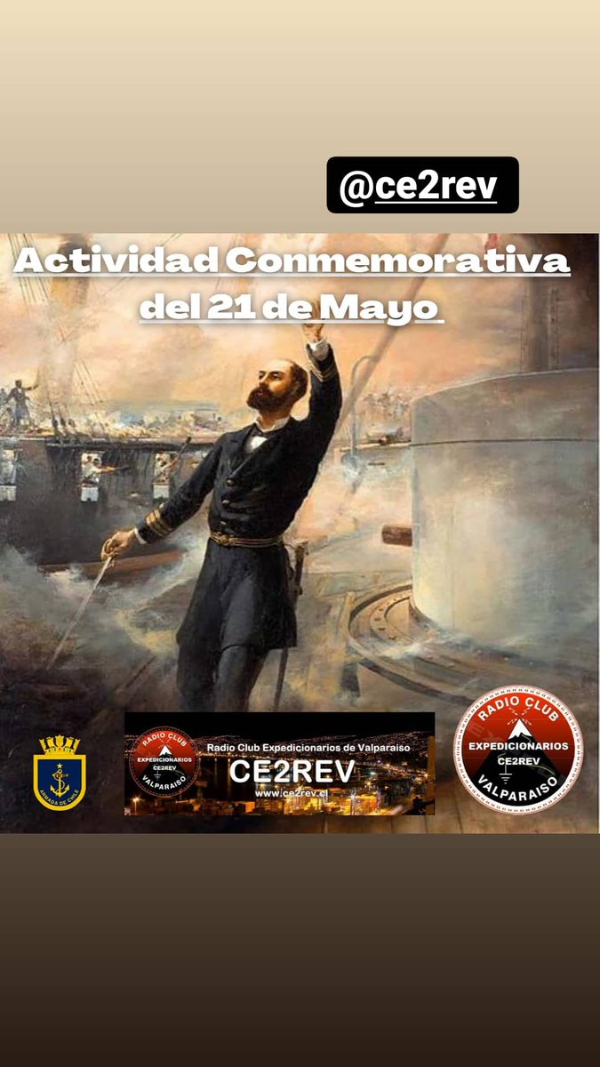 ce2rev's tweet image. Radio Club Expedicionarios de Valparaíso invita a Usted a participar de nuestra Actividad Conmemorativa del 21 de mayo. Quien participe será inscrito en QRZ.COM y obtendrá un diploma digital.
Encuéntrenos en una de estas bandas con su determinado modo, según tabla