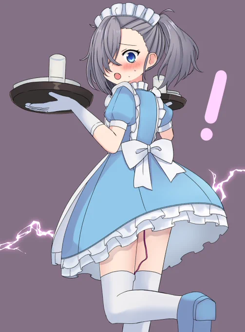 女装喫茶「あんどろ☆ぎゅのすっ」のうっしーくん!かわいい……ふわふわな髪もちらっと見える八重歯も全部可愛い……。 #ゴーストマスカレード3 