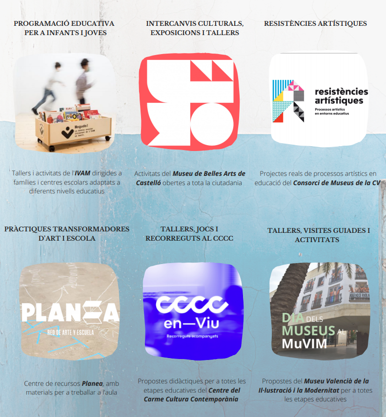 GVAeducacio's tweet photo. 🏛️ Hui, Dia Internacional dels Museus, podeu consultar en el #ReDi diverses activitats i recursos educatius i culturals.

👉 També teniu disponible les propostes educatives dels diferents museus.

📲 https://t.co/TLl5IJHiEi https://t.co/bnr08udfCl