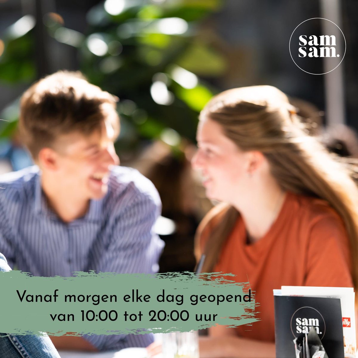 Vanaf morgen mogen we weer (bijna) volledig open! Van 10.00 tot 20.00 uur ben je welkom voor koffie, lunch, borrel en diner. 

Tot snel!

#terras #samsam #bijsamsam #terras #welkom #oudemarkt #enschedecentrum #enschedestadvannu #oudemarktenschede #genieten #gastvrij #enschede