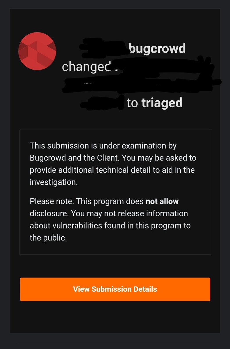 hsakarp_ilajna's tweet photo. Happiness is when your report on @Bugcrowd got triaged ... Waiting for Bounty #bugbountytips #bugcrowd #bugbounty #infosec #cybersecurity #hacking #triaged https://t.co/SZCaO96DI7
