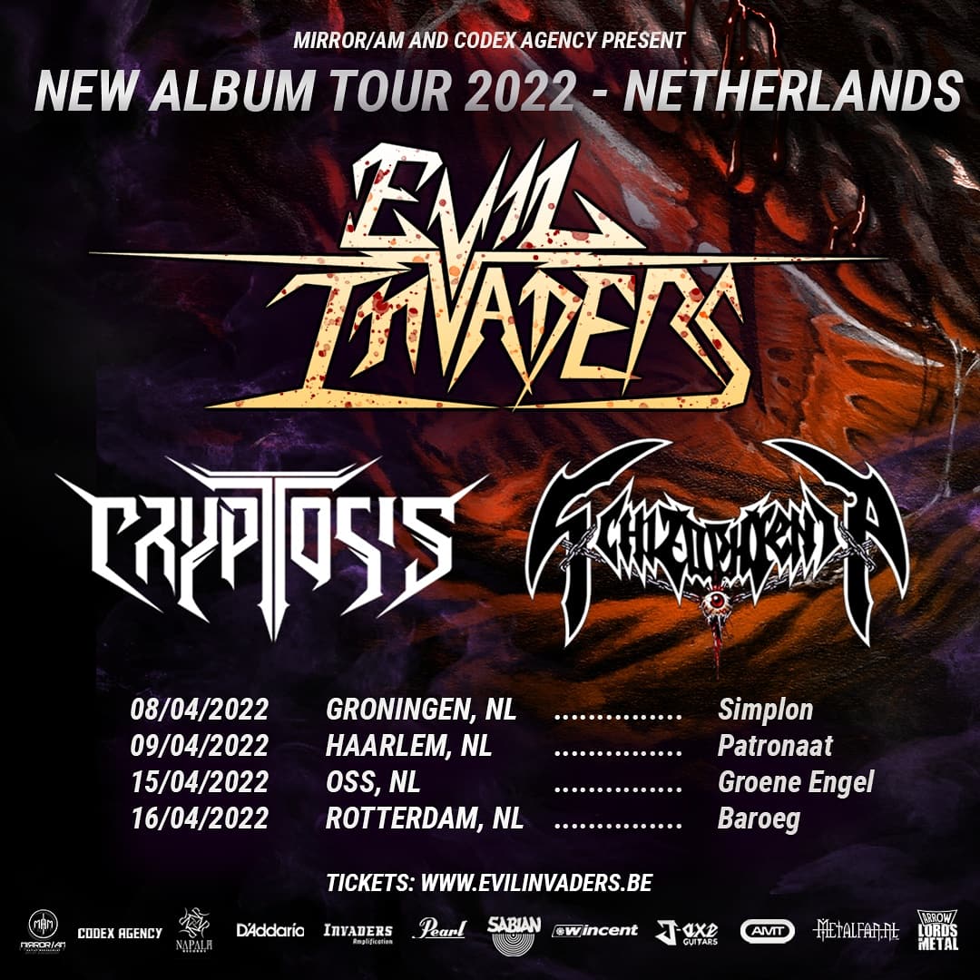 SCHIZOPHRENIA (@schizodeathrash) on Twitter photo TOUR ANNOUNCEMENT
We'll be touring in The Netherlands in April next year together with <a href="/EvilInvadersBE/">Evil Invaders</a> and Cryptosis.
Get your tickets here: linktr.ee/schizophrenia.…
#Schizophreniaband #EvilInvaders #Cryptosis #Netherlands #Tour #Live #DeathMetal #Metal #Concert #Voices TOUR ANNOUNCEMENT
We'll be touring in The Netherlands in April next year together with <a href="/EvilInvadersBE/">Evil Invaders</a> and Cryptosis.
Get your tickets here: linktr.ee/schizophrenia.…
#Schizophreniaband #EvilInvaders #Cryptosis #Netherlands #Tour #Live #DeathMetal #Metal #Concert #Voices