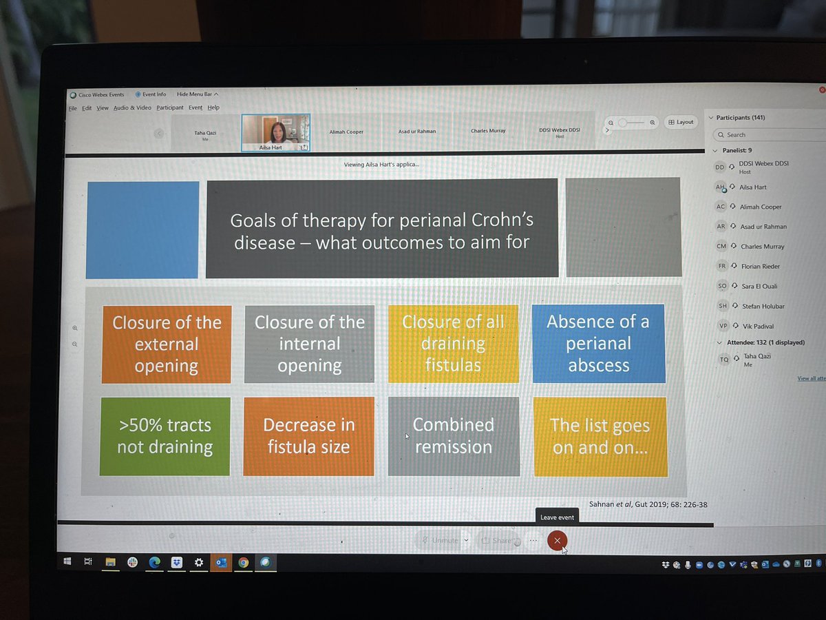 tqaziMD's tweet photo. #CCFGlobalIBDVP with #AlisaHart. What are the goals of treatment in fistulizing Crohn’s Disease? Combined goals of Lifestyle, Clinical, Imaging associated improvement: @IBD_FloMD @CharlieMuz @SaraElOualiMD https://t.co/rSwyWSs8up