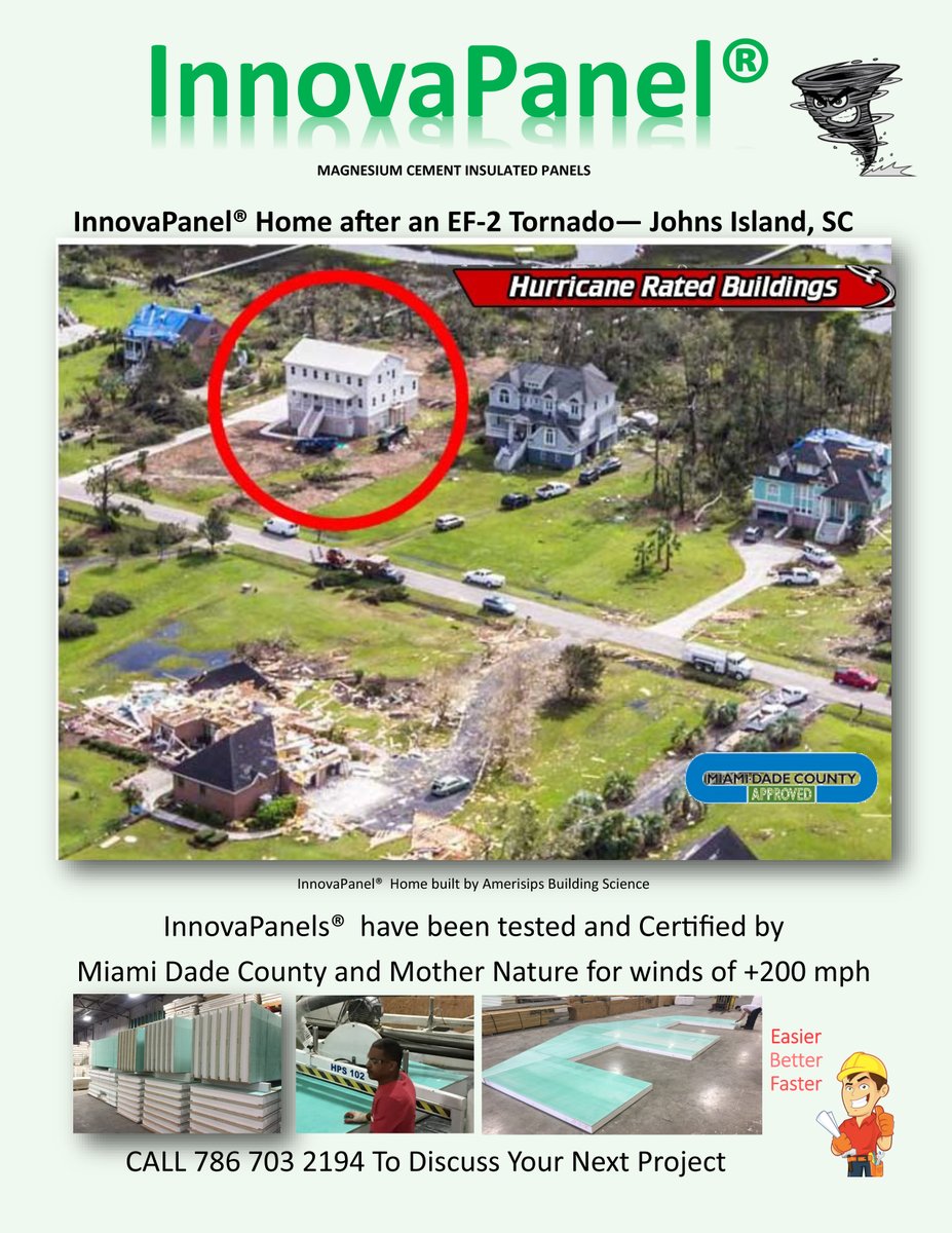InnovaPanel's tweet image. Our #insulatedpanels are the only #loadbearing #structuralinsulatedpanel that is #tested, #impact rated  + NOA approved for the high velocity #hurricane wind zones, +180 mph winds. 37 of our #homes have been tested by 4 #NaturalDisasters, #InnovaPanel 37 - #MotherNature 0. #build