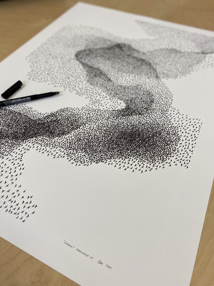 Ik heb een zwerm getekend. En hoop dat het u een momentje rust zal geven van alle beslommeringen. (Zoom vooral in). 

Zwerm. Fragment IV
50 x 65 cm
Inkt op papier
Bas Geeraets

Retweet is lief!