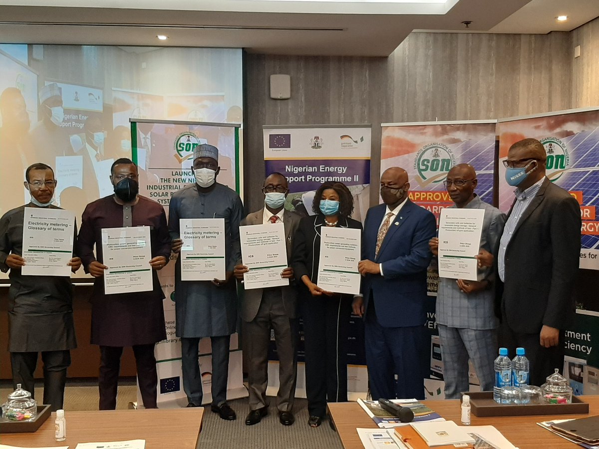 nesp_nigeria's tweet image. Today @SONNigeria with the support of NESP officially launched 37 new standards on Solar Panels, Batteries, Inverters, Charge Controllers and Energy Meters which aim to facilitate reliable electricity supply in the country. 

#standards #solar #SDG7 #SDG13