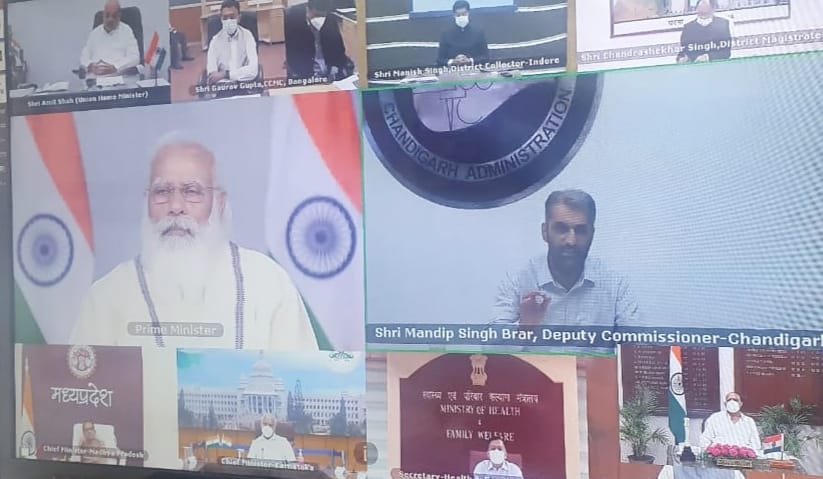 vpsbadnore's tweet photo. Attended the VC of Hon'ble PM with the #fieldofficials from states reg their experiences in handling #COVID19 Sharing with pride the Covid Management Strategies of ChdAdmin not only appreciated by PM but also desired the #DCChandigarh to share the good practices with other states https://t.co/hjjQCJoHLm