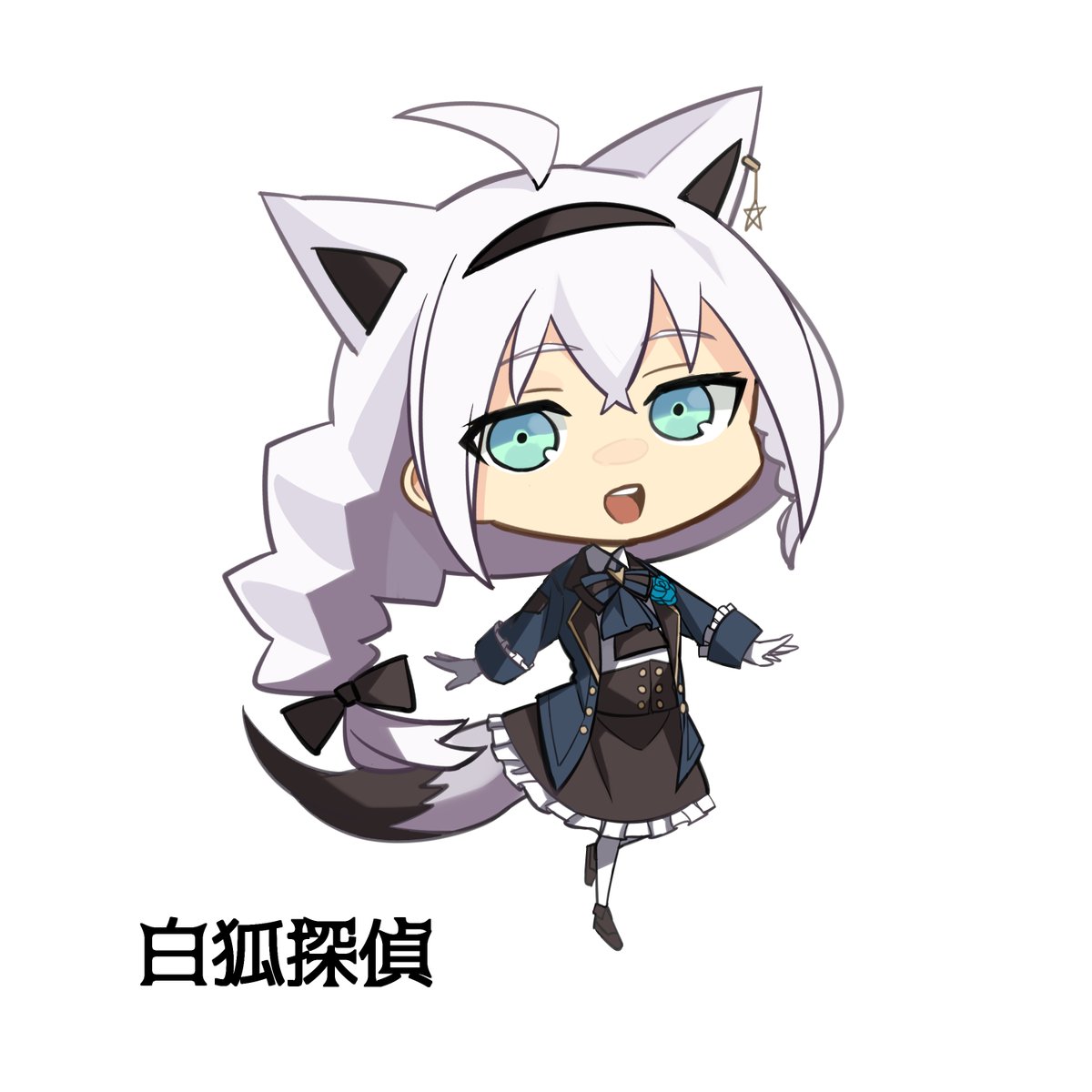 shirakami fubuki 1girl animal ears fox ears solo fox tail fox girl white hair  illustration images