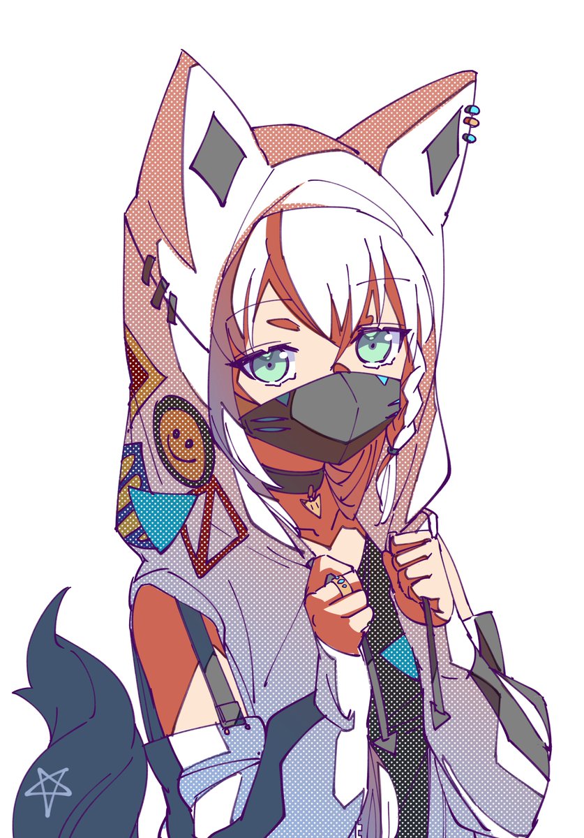 shirakami fubuki 1girl animal ears fox ears solo fox tail fox girl white hair  illustration images