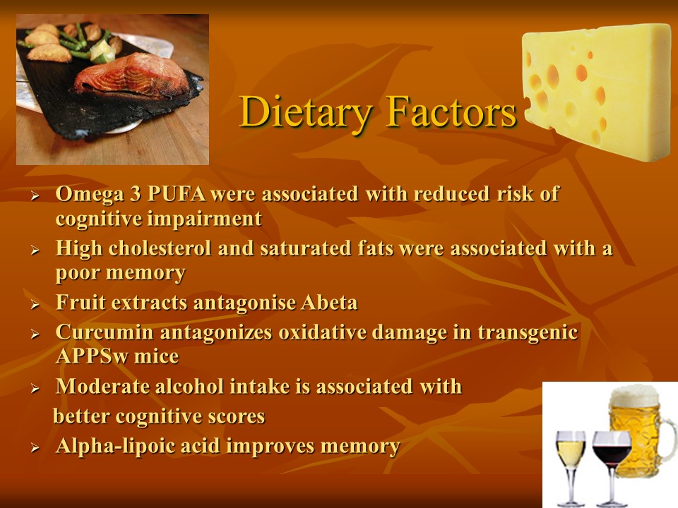 Dietary factors modulate cognition as we age