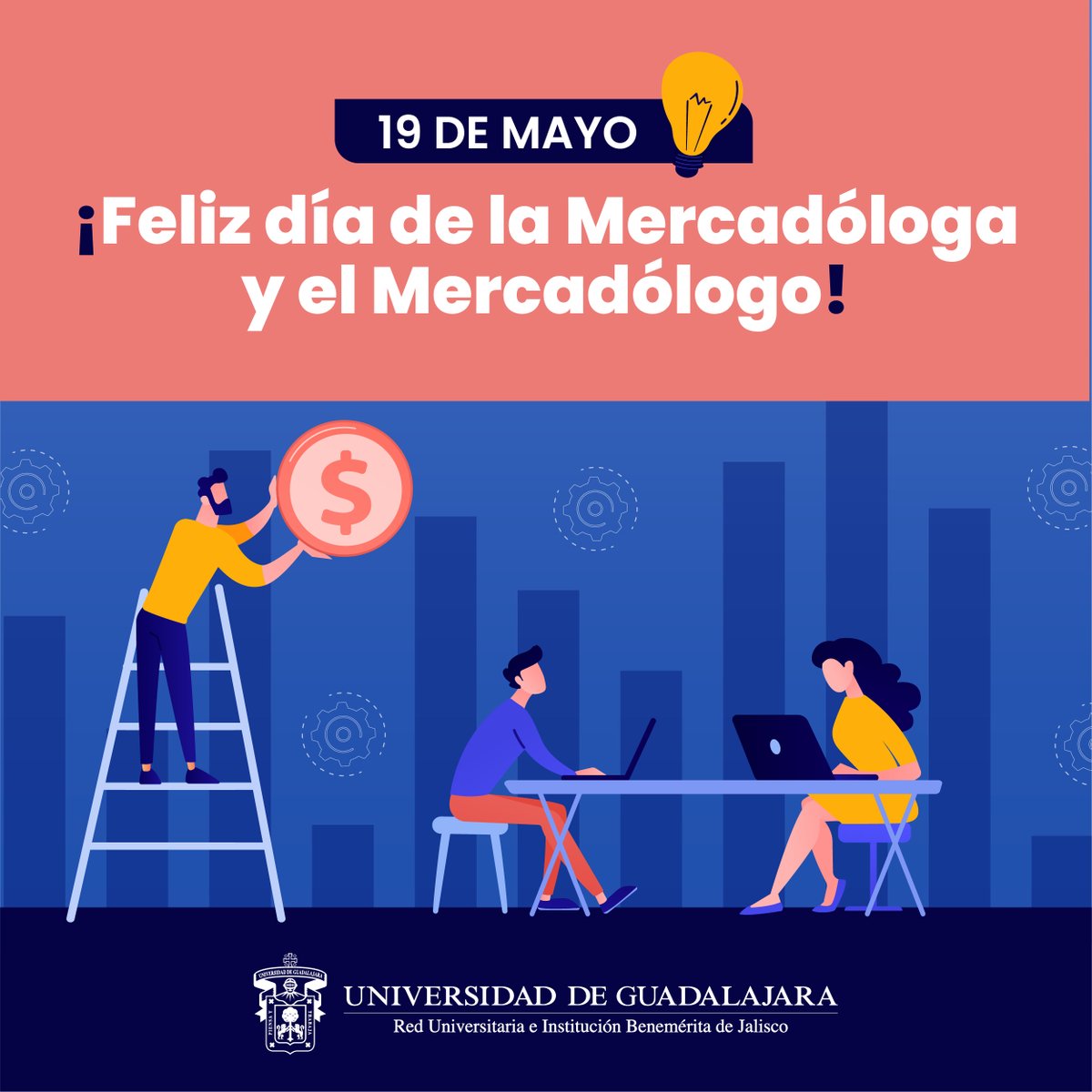 udg_oficial's tweet photo. ¡Hoy festejamos a quienes se encargan de dar vida a marcas y empresas! Gracias por su creatividad e ingenio.

¡Feliz Día a las Mercadólogas y Mercadólogos de nuestra #ComunidadUdeG! 🎉🥳 https://t.co/RZUNI2pGrV