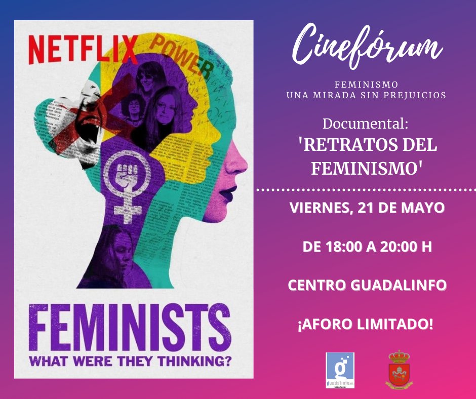 CGEscanuela's tweet photo. 📽️ Os recordamos que el próximo viernes en @CGEscanuela arranca un ciclo de cinefórums de temática feminista con el documental 'Retratos del Feminismo', a partir de las 18 h.

➡️Las plazas son limitadas, contacta con el dinamizador para no quedarte sin la tuya. 

¡Os esperamos! https://t.co/KNlCUKet5l