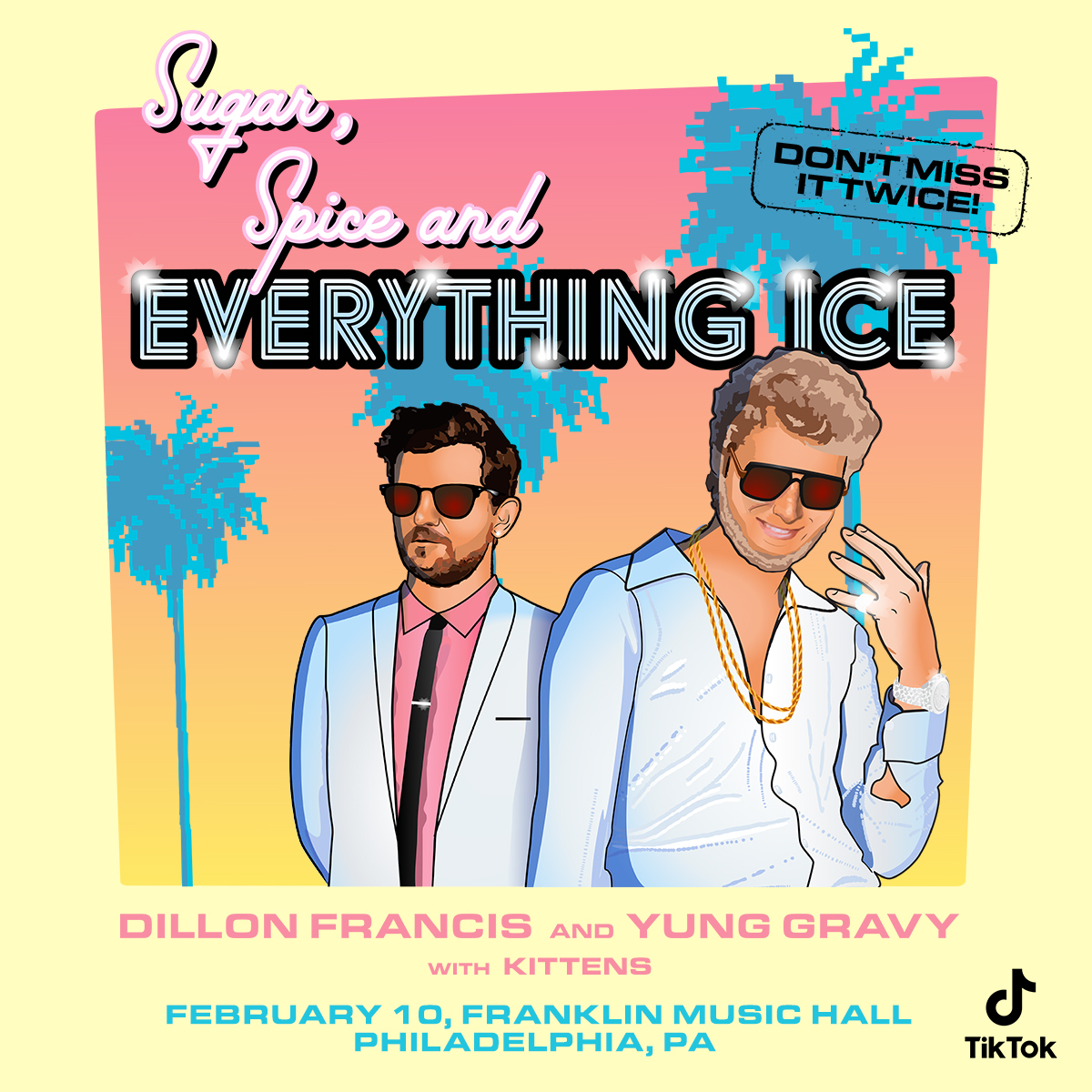 This just in! The Sugar, Spice, + Everything Nice Tour featuring <a href="/DillonFrancis/">dillonfrancis</a> + <a href="/yunggravy/">Yung Gravy 🥧</a> is coming to Franklin Music Hall on February 10th! Tickets go on sale this Friday at 10am.
