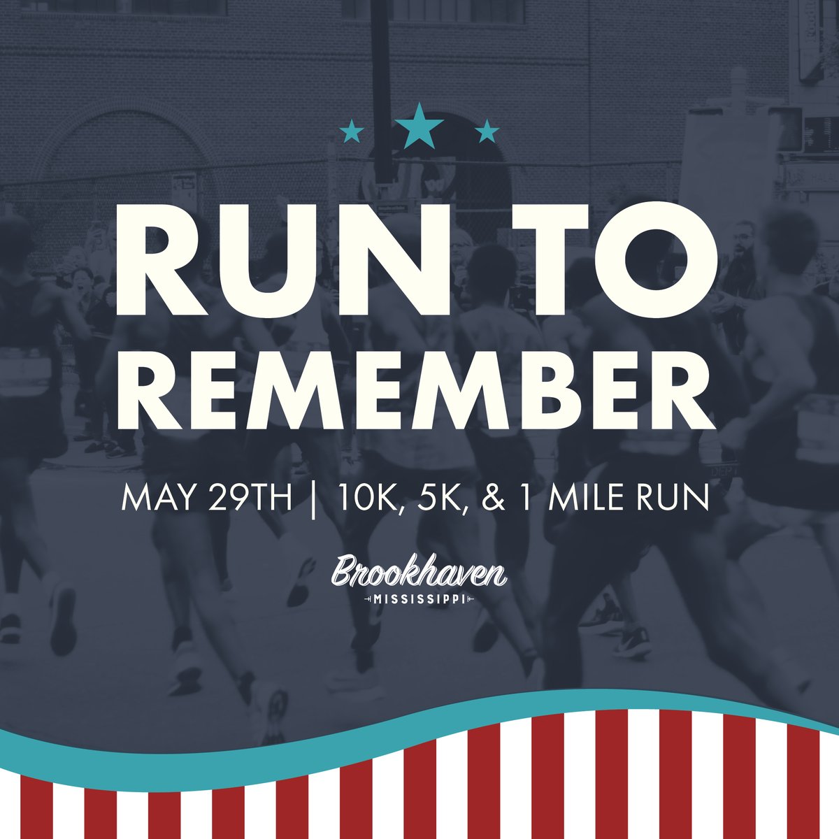 Join us for this 10K, 5K &amp; 1 mile kids run as we give thanks and remember the cost of freedom this Memorial Day Weekend. The race will be held in downtown Brookhaven on May 29th.

For more information or to register go to: raceentry.com/races/run-to-r…