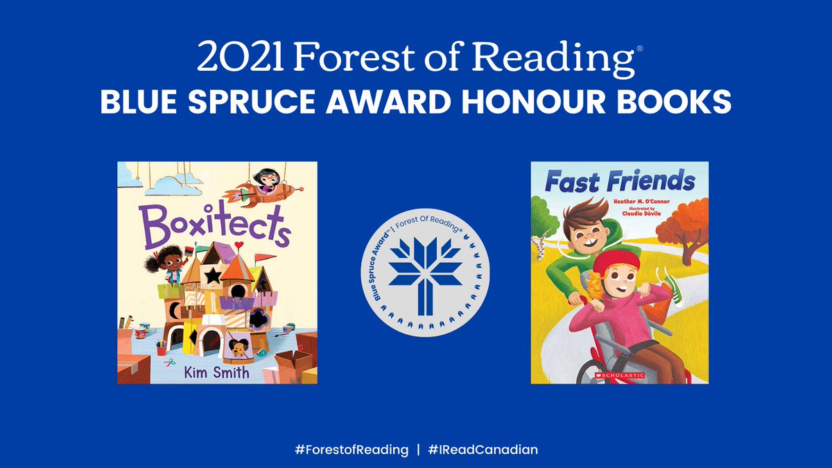 ForestofReading's tweet image. Congratulations to the Blue Spruce honour books Boxitects written &amp;amp; illustrated by Kim Smith and Fast Friends written by Heather M. O’Connor, illustrated by Claudia Dávila! @kimdraws @HarperCollinsCa @HeatherMOConnor @ClaudiaDrawings @scholasticCDA #ForestofReading #IReadCanadian