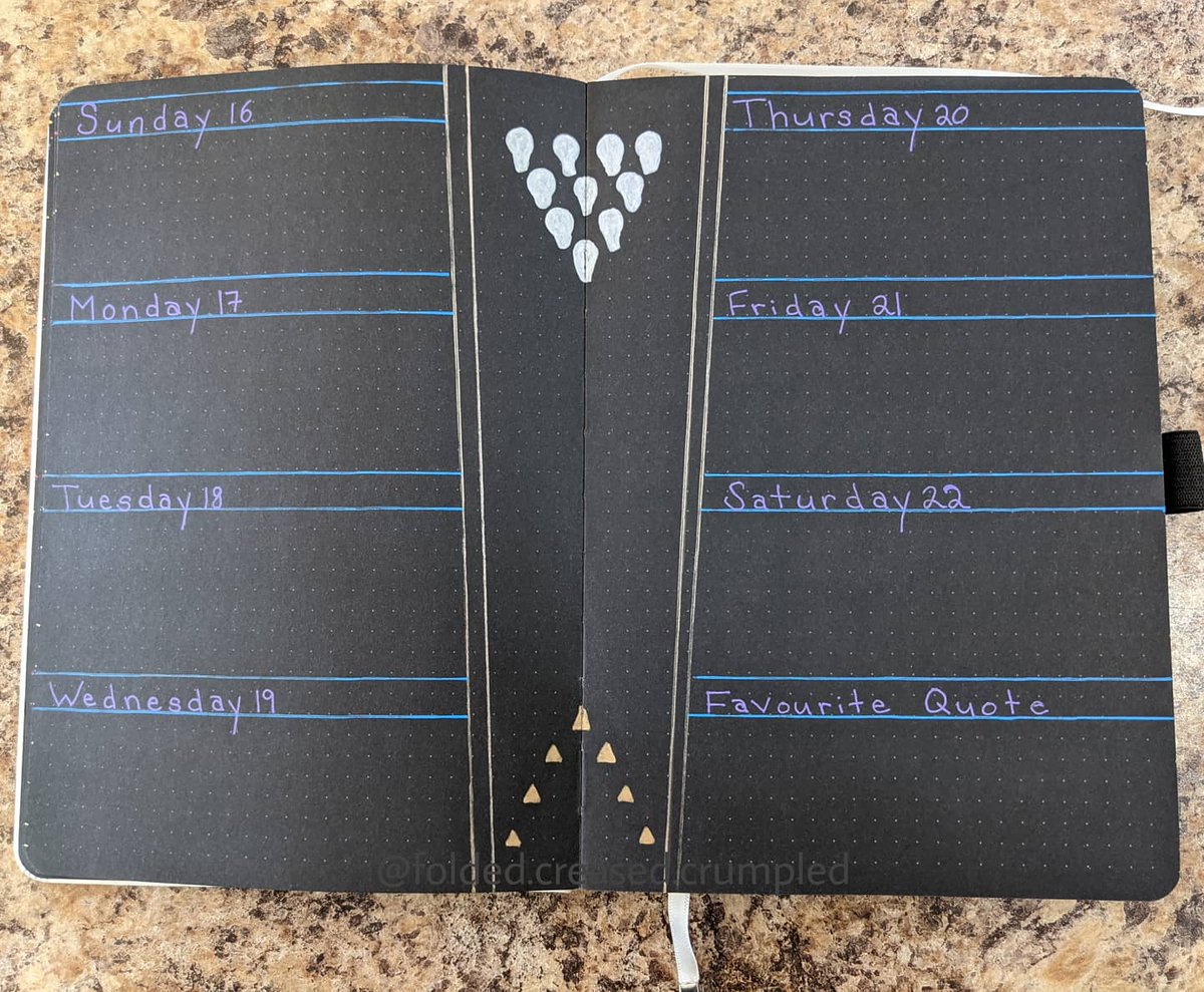 F_CandC's tweet photo. There's something so electric about purple and blue on black paper to me.
Anyone else like colours on dark paper?
#blackoutbujoideas
#blackoutbujo #stationery #bowlingtheme #bowlingbujo #getcreative #gellyrollmoonlight #gellyrollpens  #sakura #archerandolive  #gratitudejournal https://t.co/uCiH4GpjFx