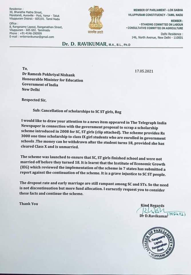 Navayan's tweet photo. This cancellation of the scholarship to SC ST girls is the real problem. Raise your voice against the Brahmin Savarnas caste pandemic. It is dangerous equal to Coronavirus. https://t.co/CrRWFqCUcQ